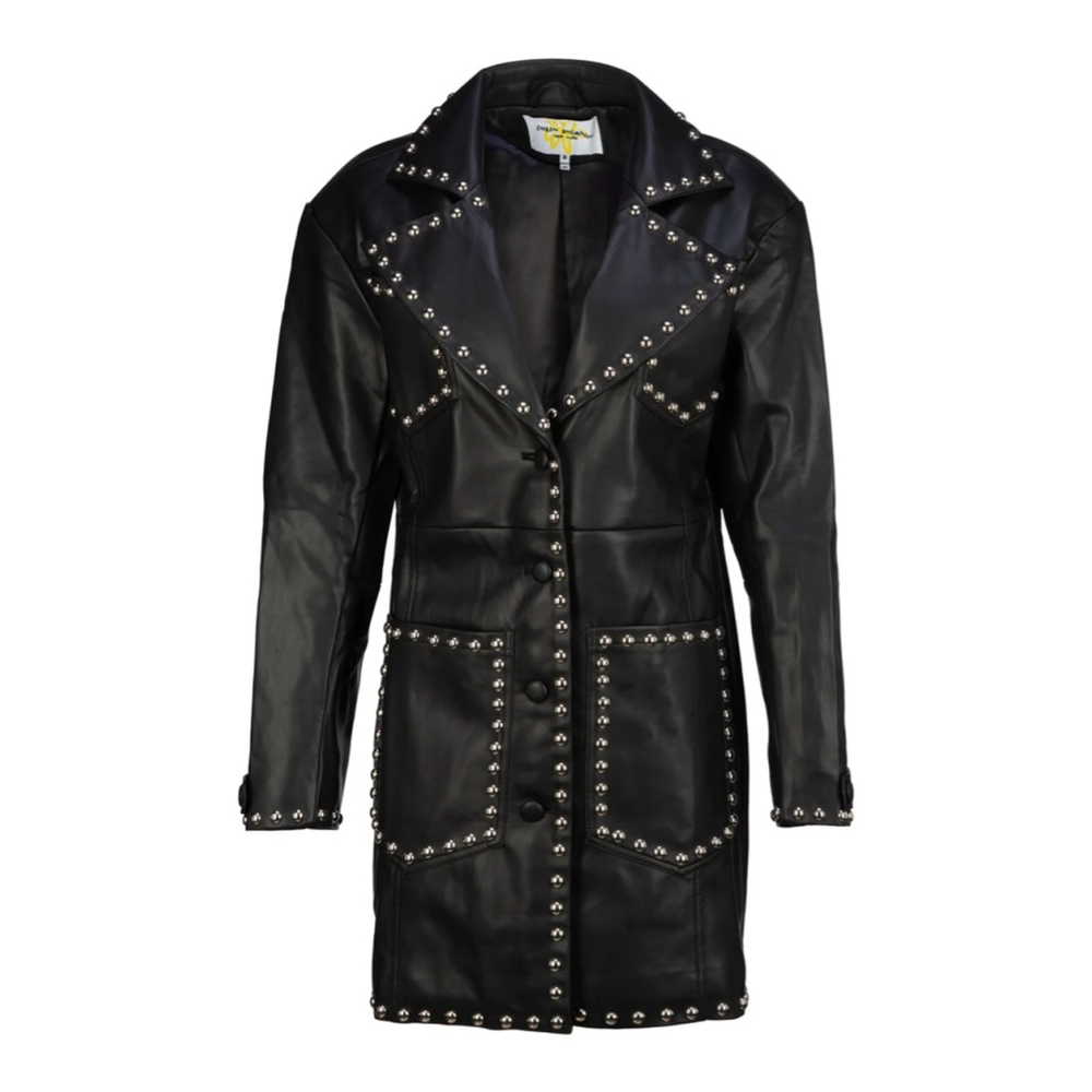 COLIN LOCASCIO Black Studded Bernie Vegan Leather Jacket S - Picture 4 of 9